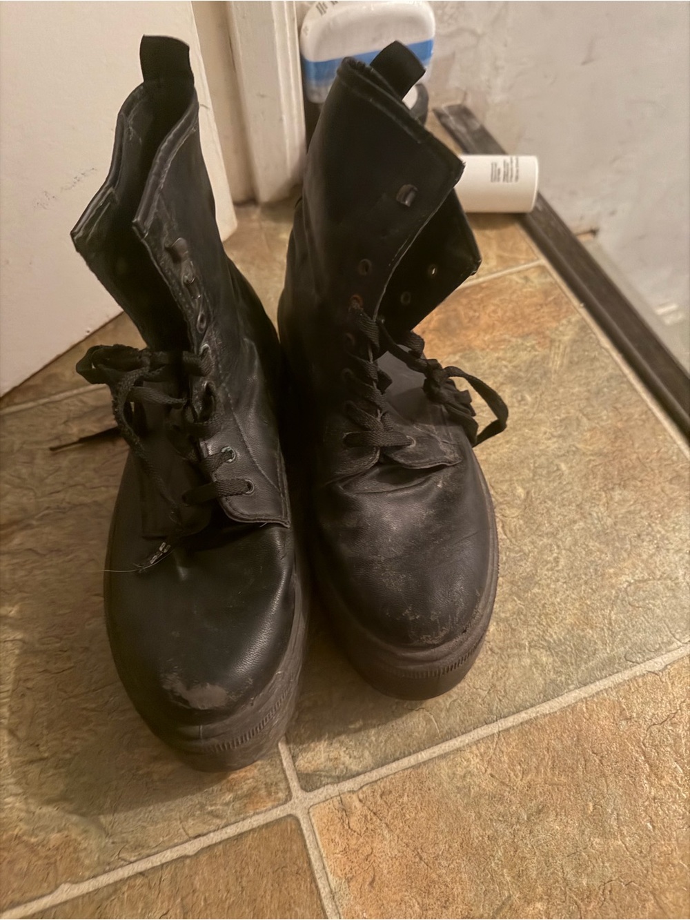 Women's Black Platform Lace-Up Ankle Boots - Picture 5 of 5